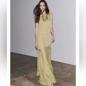 Zara Light Green Sleeveless Maxi Dress